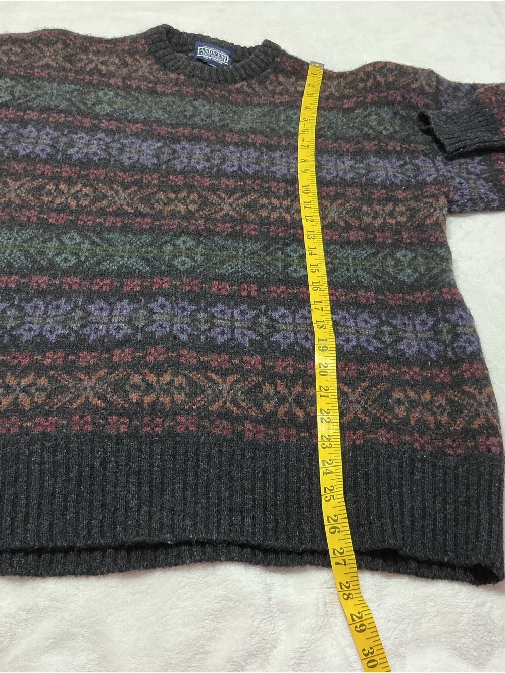 Lands' End Vintage Shetland Wool Fair Isle Sweater XL Made in Scotland - Picture 6 of 8